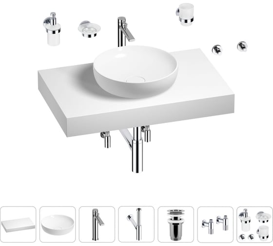 Раковина 42 см со столешницей 80 см Wellsee Chalice Perfection в наборе 10 в 1 201010076 1