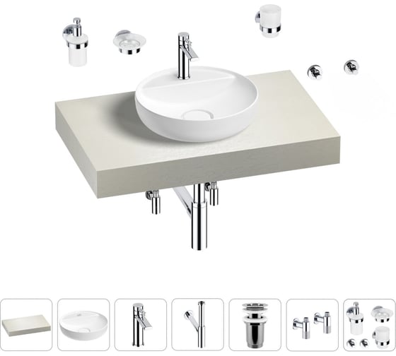 Раковина Wellsee 42 см со столешницей 80 смChalice Perfectionв наборе 10 в 1 201010476 1