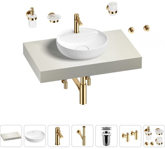 Раковина Wellsee 42 см со столешницей 80 смChalice Perfectionв наборе 10 в 1 201010478 1