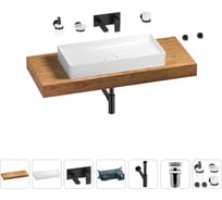 Раковина 75 см со столешницей 120 см Wellsee Pure BY Wellsee в наборе 9 в 1 201011722