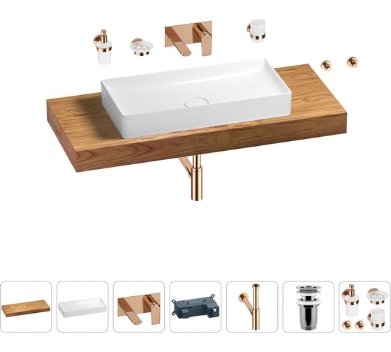 Раковина 75 см со столешницей 120 см Wellsee Pure BY Wellsee в наборе 9 в 1 201011724 1