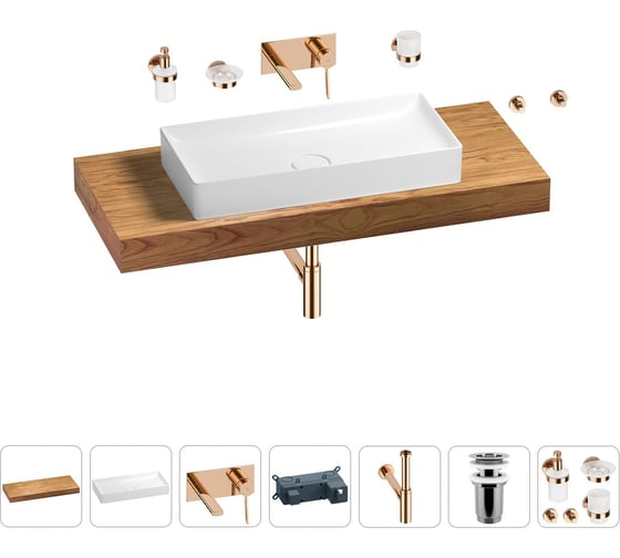Раковина 75 см со столешницей 120 см Wellsee Pure BY Wellsee в наборе 9 в 1 201011729 1