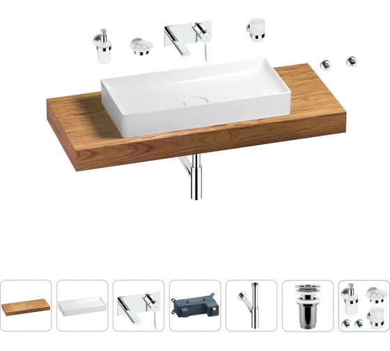 Раковина 75 см со столешницей 120 см Wellsee Pure BY Wellsee в наборе 9 в 1 201011726 1
