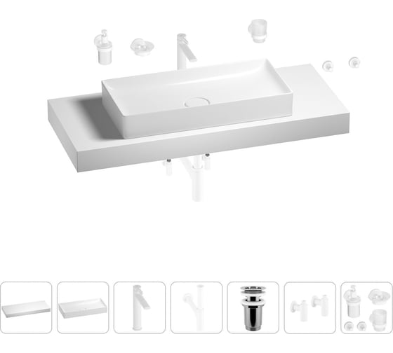Раковина 75 см со столешницей 120 см Wellsee Pure BY Wellsee в наборе 10 в 1 201011760 1