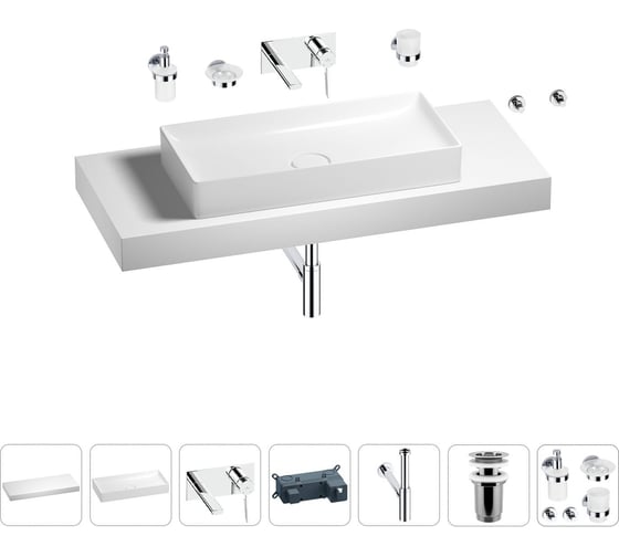Раковина 75 см со столешницей 120 см Wellsee Pure BY Wellsee в наборе 9 в 1 201011766 1