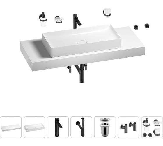 Раковина 75 см со столешницей 120 см Wellsee Pure BY Wellsee в наборе 10 в 1 201011757