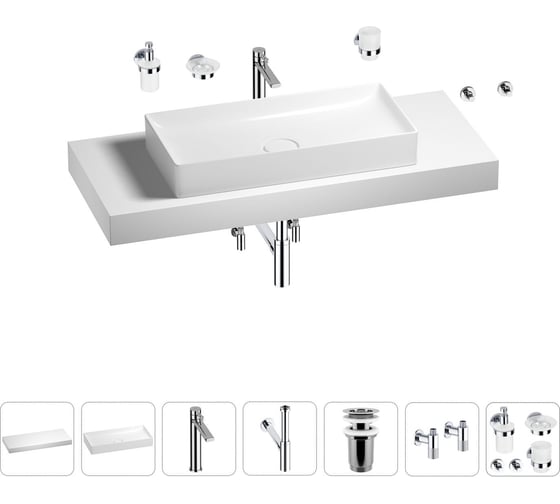 Раковина 75 см со столешницей 120 см Wellsee Pure BY Wellsee в наборе 10 в 1 201011756 1