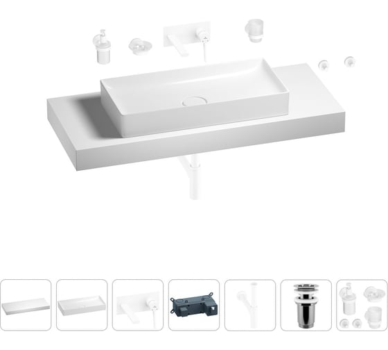Раковина 75 см со столешницей 120 см Wellsee Pure BY Wellsee в наборе 9 в 1 201011770 1