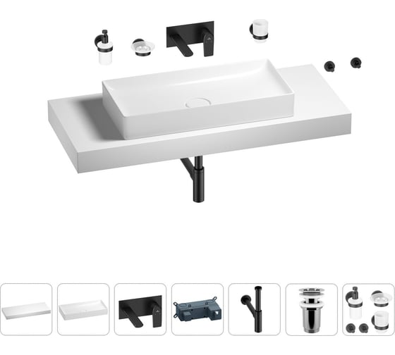 Раковина 75 см со столешницей 120 см Wellsee Pure BY Wellsee в наборе 9 в 1 201011762 1