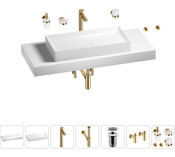 Раковина 75 см со столешницей 120 см Wellsee Pure BY Wellsee в наборе 10 в 1 201011753