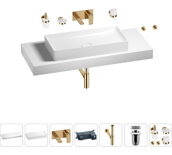 Раковина 75 см со столешницей 120 см Wellsee Pure BY Wellsee в наборе 9 в 1 201011763 1