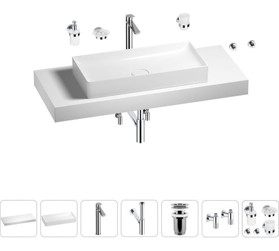 Раковина 75 см со столешницей 120 см Wellsee Pure BY Wellsee в наборе 10 в 1 201011751 1