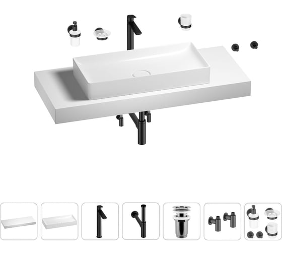 Раковина 75 см со столешницей 120 см Wellsee Pure BY Wellsee в наборе 10 в 1 201011752 1