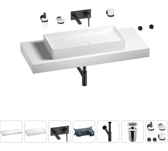 Раковина 75 см со столешницей 120 см Wellsee Pure BY Wellsee в наборе 9 в 1 201011767 1