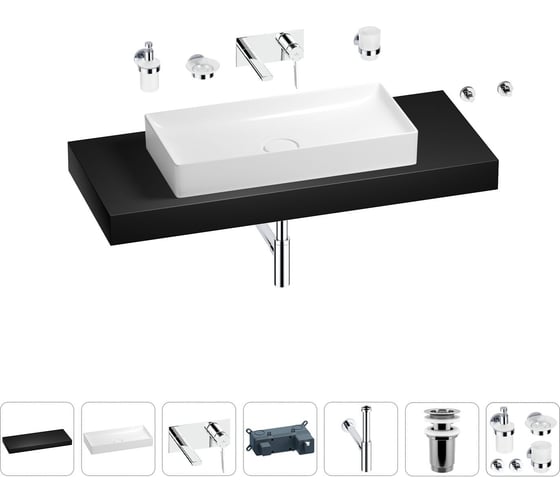 Раковина 75 см со столешницей 120 см Wellsee Pure BY Wellsee в наборе 9 в 1 201011786 1