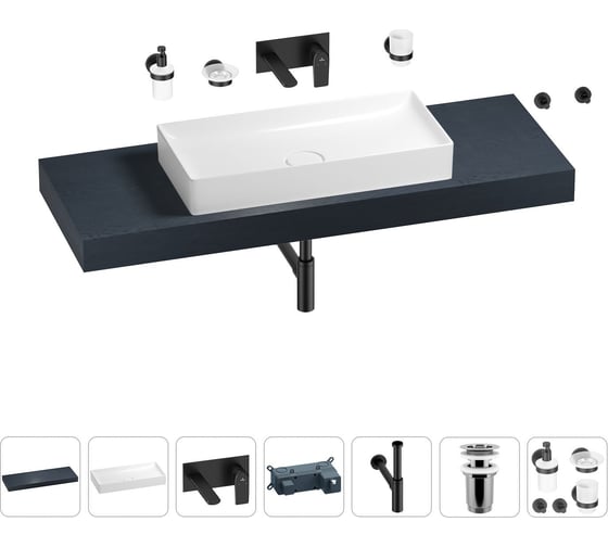 Раковина 75 см со столешницей 140 см Wellsee Pure BY Wellsee в наборе 9 в 1 201011822 1