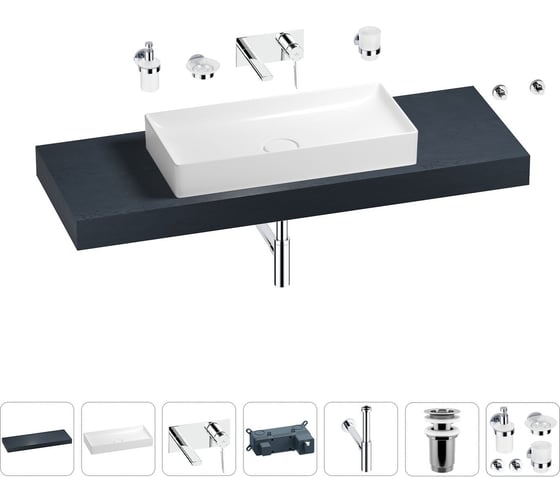 Раковина 75 см со столешницей 140 см Wellsee Pure BY Wellsee в наборе 9 в 1 201011826 1
