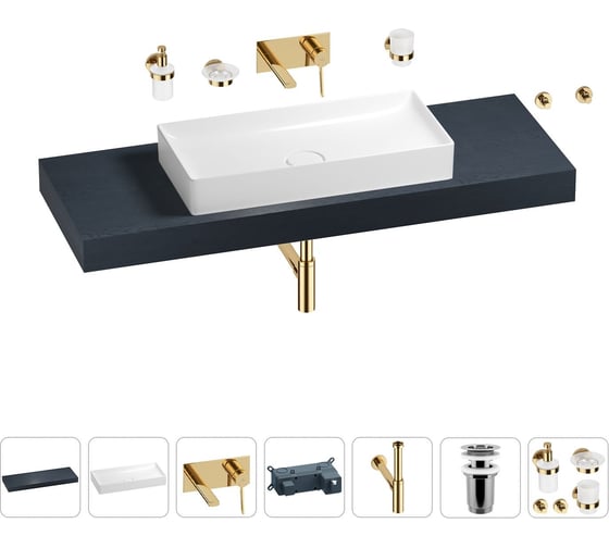 Раковина 75 см со столешницей 140 см Wellsee Pure BY Wellsee в наборе 9 в 1 201011828
