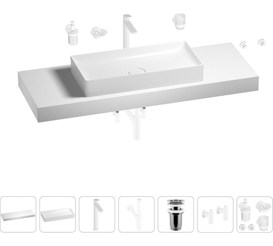 Раковина 75 см со столешницей 140 см Wellsee Pure BY Wellsee в наборе 10 в 1 201011875 1