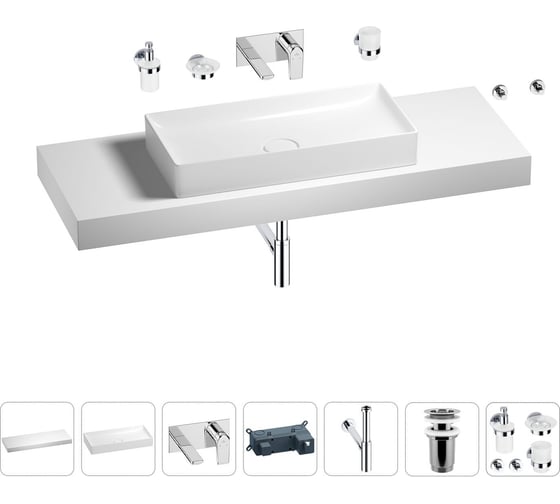Раковина 75 см со столешницей 140 см Wellsee Pure BY Wellsee в наборе 9 в 1 201011881 1