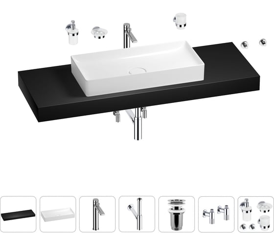 Раковина 75 см со столешницей 140 см Wellsee Pure BY Wellsee в наборе 10 в 1 201011896 1