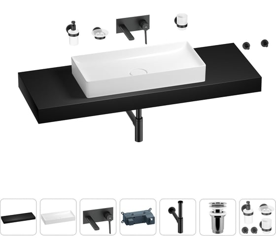 Раковина 75 см со столешницей 140 см Wellsee Pure BY Wellsee в наборе 9 в 1 201011907