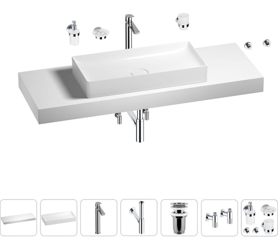 Раковина 75 см со столешницей 140 см Wellsee Pure BY Wellsee в наборе 10 в 1 201011871 1