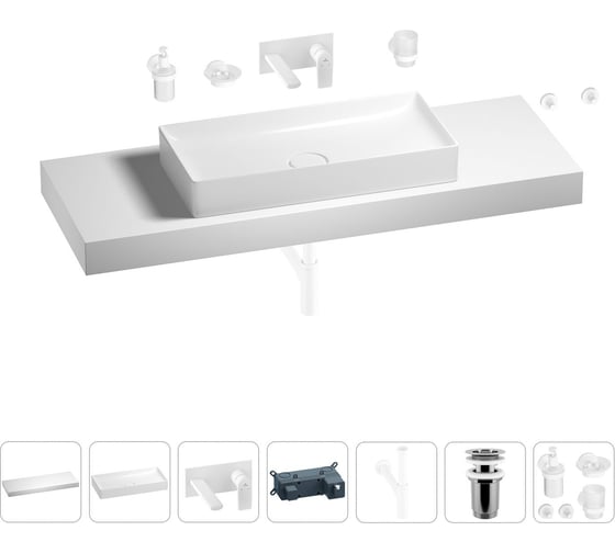 Раковина 75 см со столешницей 140 см Wellsee Pure BY Wellsee в наборе 9 в 1 201011885 1