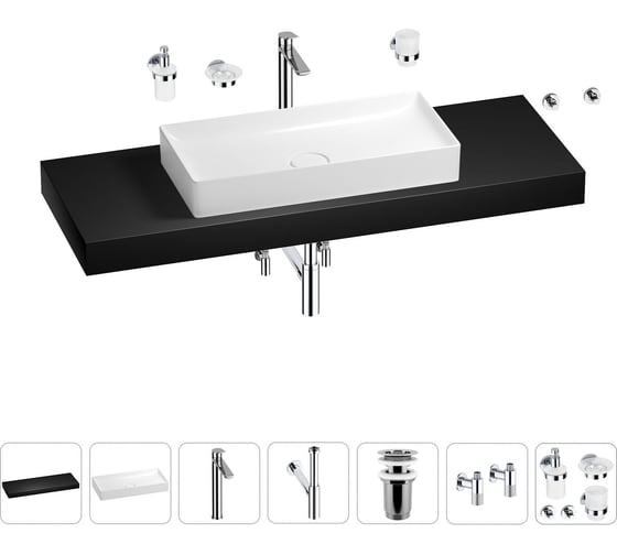 Раковина 75 см со столешницей 140 см Wellsee Pure BY Wellsee в наборе 10 в 1 201011891 1