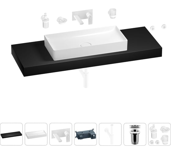 Раковина 75 см со столешницей 140 см Wellsee Pure BY Wellsee в наборе 9 в 1 201011905