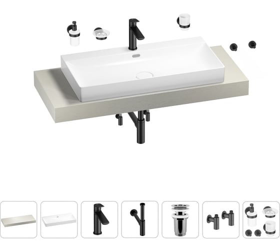 Раковина Wellsee 90 см со столешницей 120 смBromanceв наборе 10 в 1 201013652 1