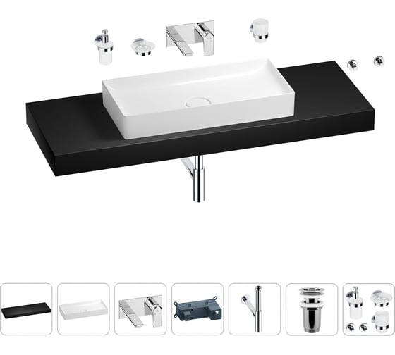 Раковина 75 см со столешницей 140 см Wellsee Pure BY Wellsee в наборе 9 в 1 201011901 1