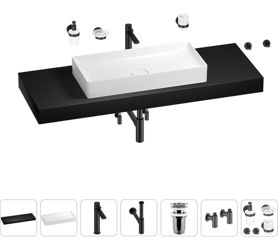 Раковина 75 см со столешницей 140 см Wellsee Pure BY Wellsee в наборе 10 в 1 201011897 1