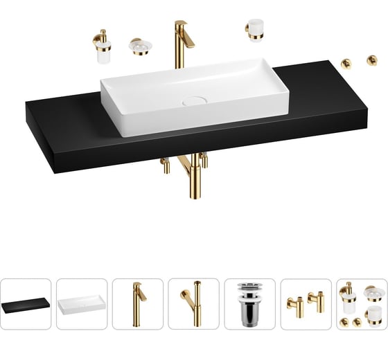 Раковина 75 см со столешницей 140 см Wellsee Pure BY Wellsee в наборе 10 в 1 201011893 1