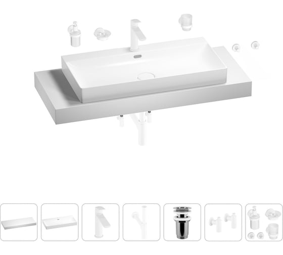 Раковина 90 см со столешницей 120 см Wellsee Bromance в наборе 10 в 1 201013695 1