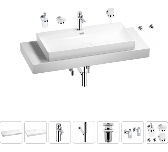 Раковина 90 см со столешницей 120 см Wellsee Bromance в наборе 10 в 1 201013696 1