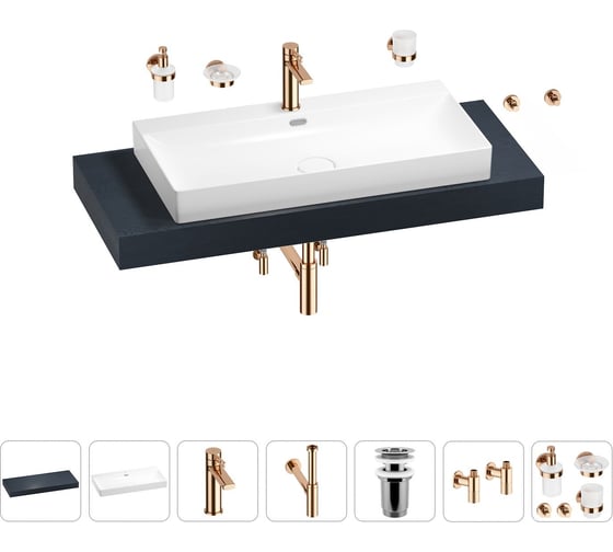 Раковина Wellsee 90 см со столешницей 120 смBromanceв наборе 10 в 1 201013669 1