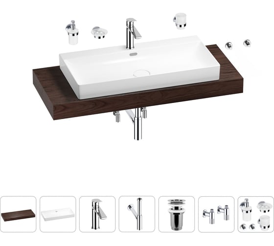 Раковина Wellsee 90 см со столешницей 120 смBromanceв наборе 10 в 1 201013681 1