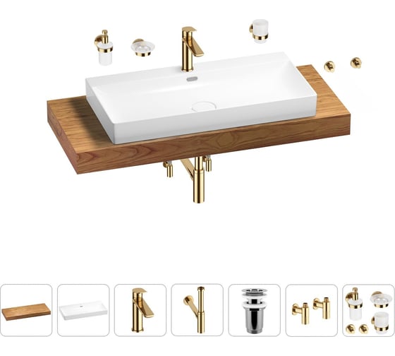 Раковина 90 см со столешницей 120 см Wellsee Bromance в наборе 10 в 1 201013673 1