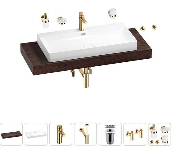 Раковина Wellsee 90 см со столешницей 120 смBromanceв наборе 10 в 1 201013688 1