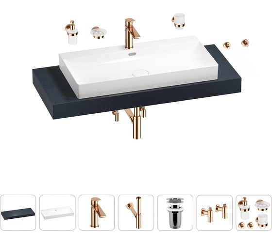 Раковина Wellsee 90 см со столешницей 120 смBromanceв наборе 10 в 1 201013664 1