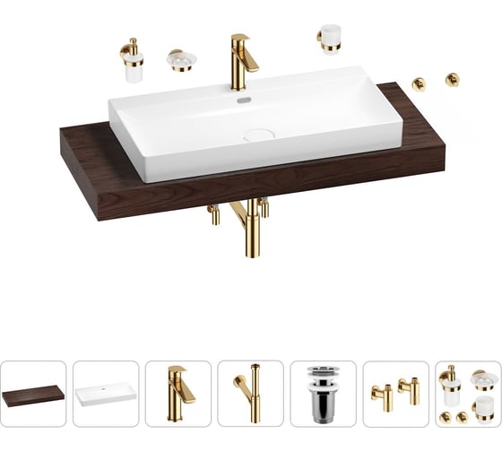 Раковина Wellsee 90 см со столешницей 120 смBromanceв наборе 10 в 1 201013683 1