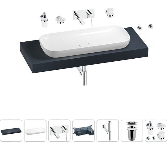 Раковина Wellsee 90 см со столешницей 120 смCroquisв наборе 9 в 1 201008406 1