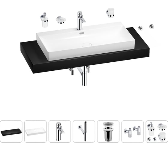 Раковина 90 см со столешницей 120 см Wellsee Bromance в наборе 10 в 1 201013706 1