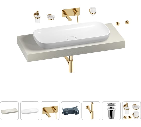 Раковина Wellsee 90 см со столешницей 120 смCroquisв наборе 9 в 1 201008388 1