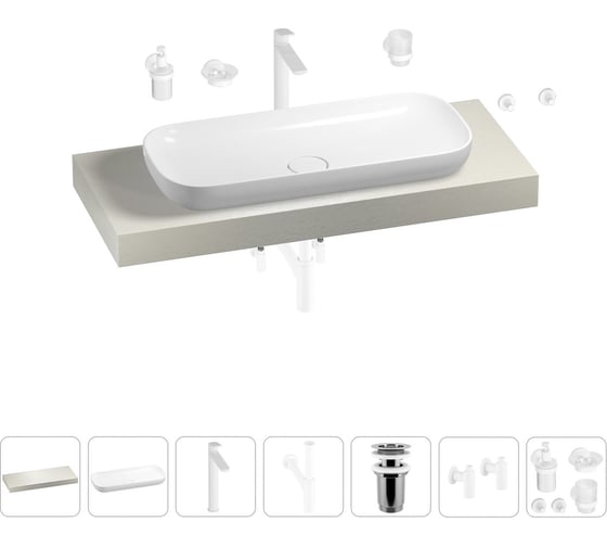 Раковина Wellsee 90 см со столешницей 120 смCroquisв наборе 10 в 1 201008375 1