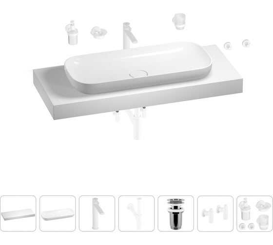 Раковина 90 см со столешницей 120 см Wellsee Croquis в наборе 10 в 1 201008460 1