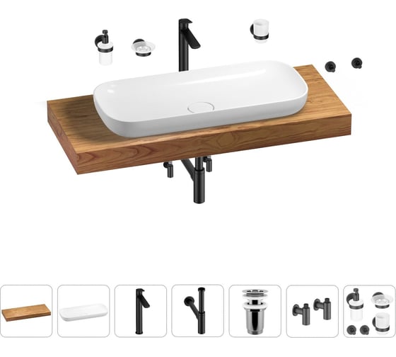 Раковина 90 см со столешницей 120 см Wellsee Croquis в наборе 10 в 1 201008412 1