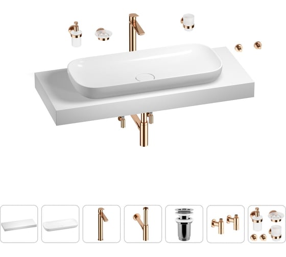 Раковина 90 см со столешницей 120 см Wellsee Croquis в наборе 10 в 1 201008454 1