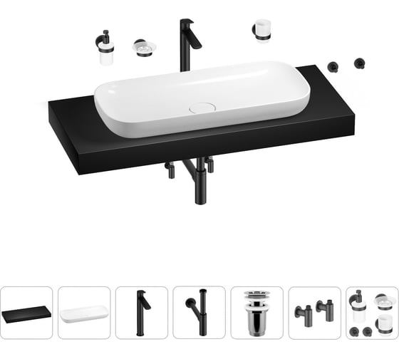 Раковина 90 см со столешницей 120 см Wellsee Croquis в наборе 10 в 1 201008472 1